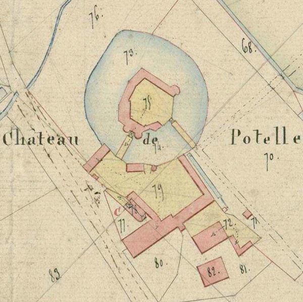 Le château de Potelle sur le cadastre de 1831.