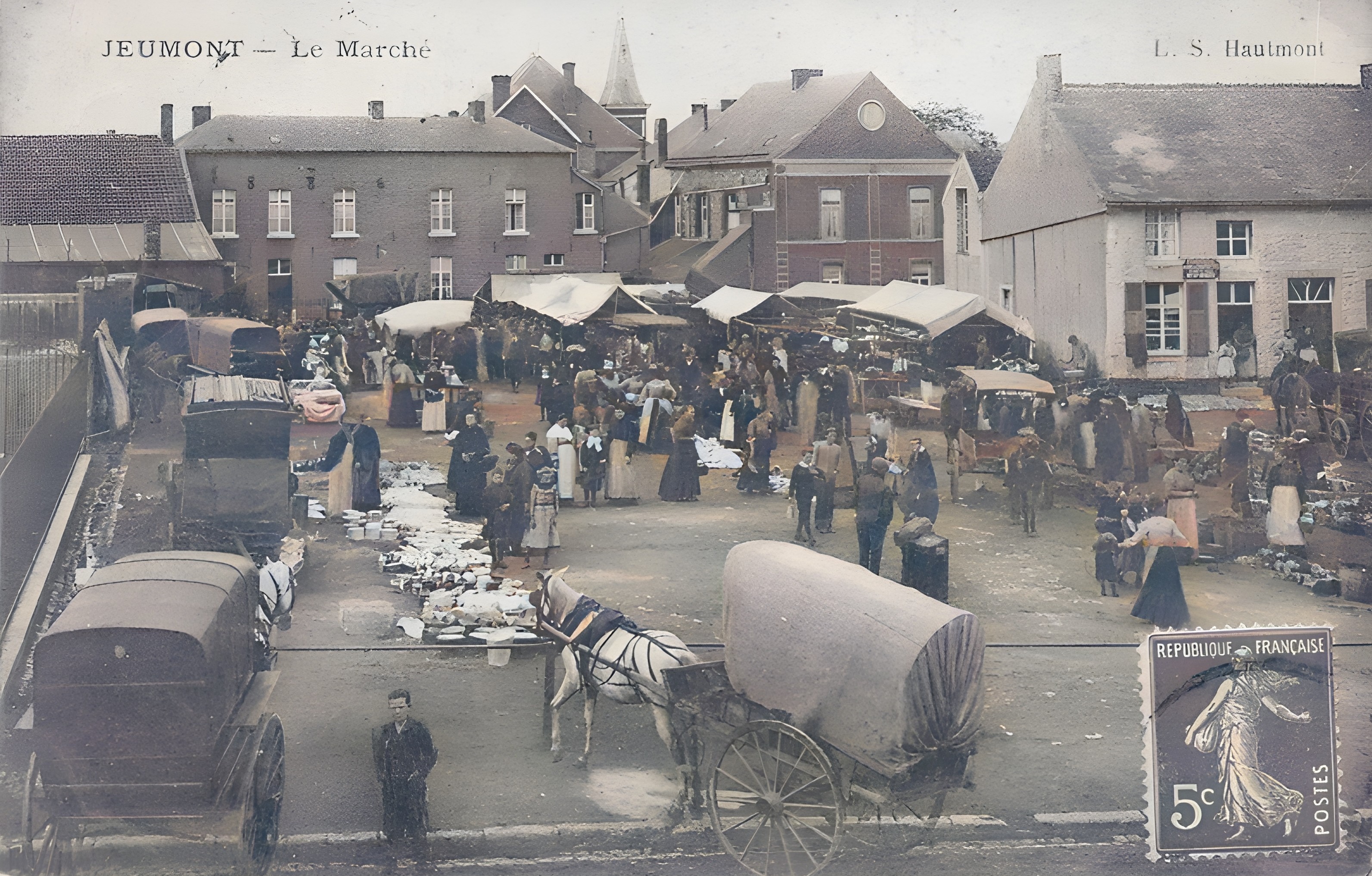 Jeumont, carte postale datée 1908