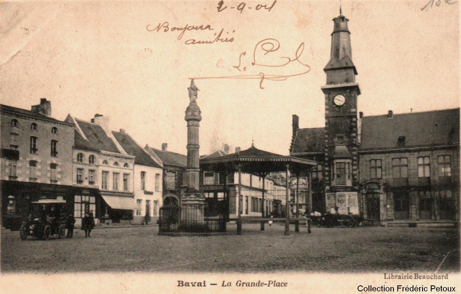 Le kiosque à musique de Bavay, carte postale ancienne.