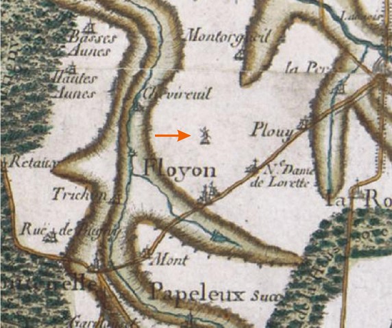 Avesnois, le moulin à vent de Floyon sur la carte de Cassini.