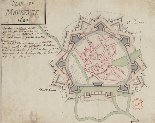 Remparts de Maubeuge,  plan des remparts de Vauban daté 1682