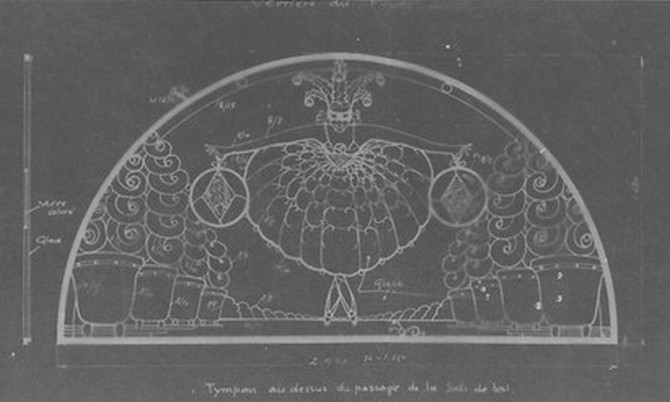 Maubeuge, La salle Sthrau, dessin du tympan