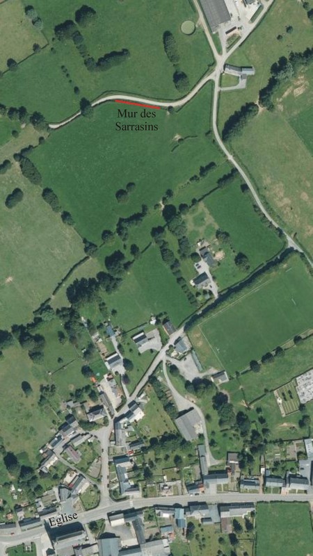 Localisation satellite du Mur des Sarrasins à Dourlers.