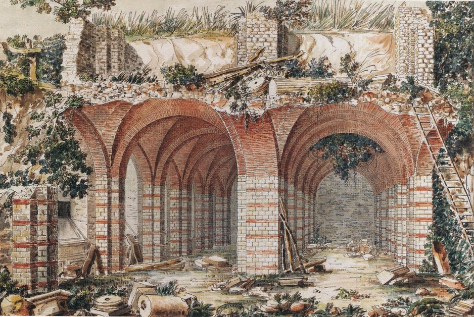 Vue générale du cryptoportique de Bavay vu par Antoine Niveleau, architecte