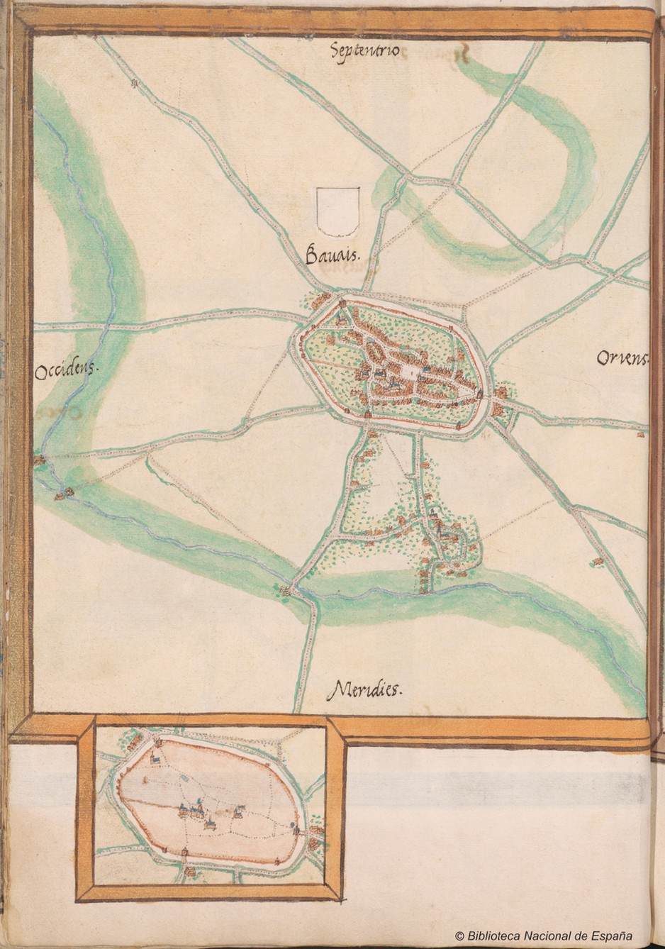 Bavay sur une carte de Jacques de Deventer vers 1550