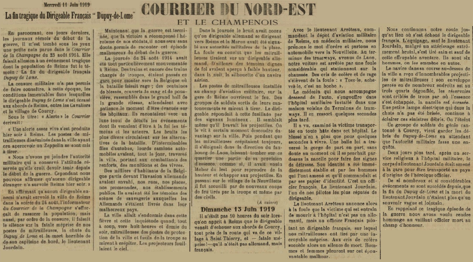 Le dirigeable à Maubeuge, le Dupuy de Lôme. 