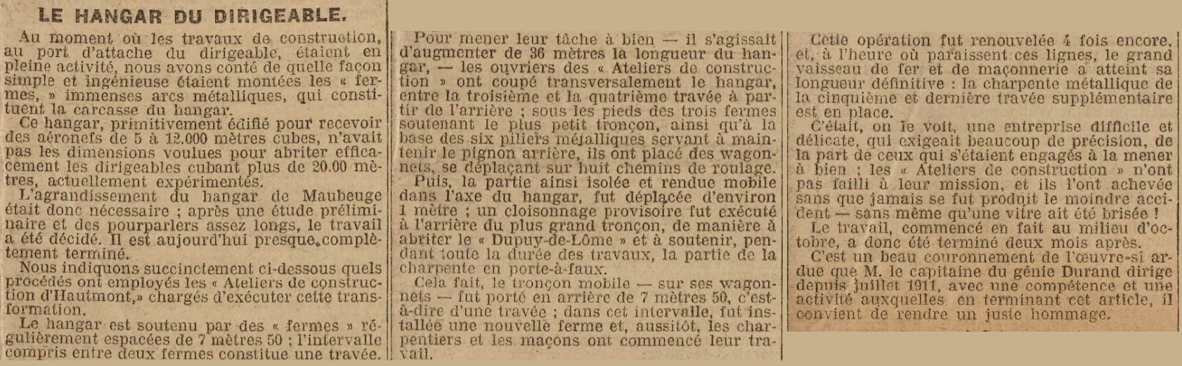 Le hangar du dirigeable à Maubeuge en construction