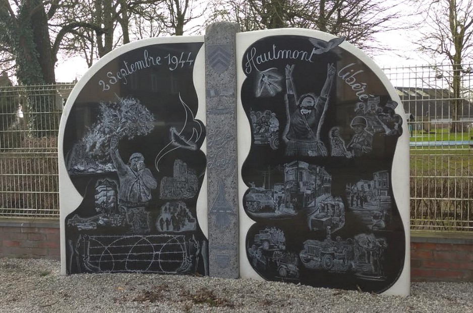 Stèle réalisée en hommage aux libérateurs de la ville d'Hautmont le 2 septembre 1944