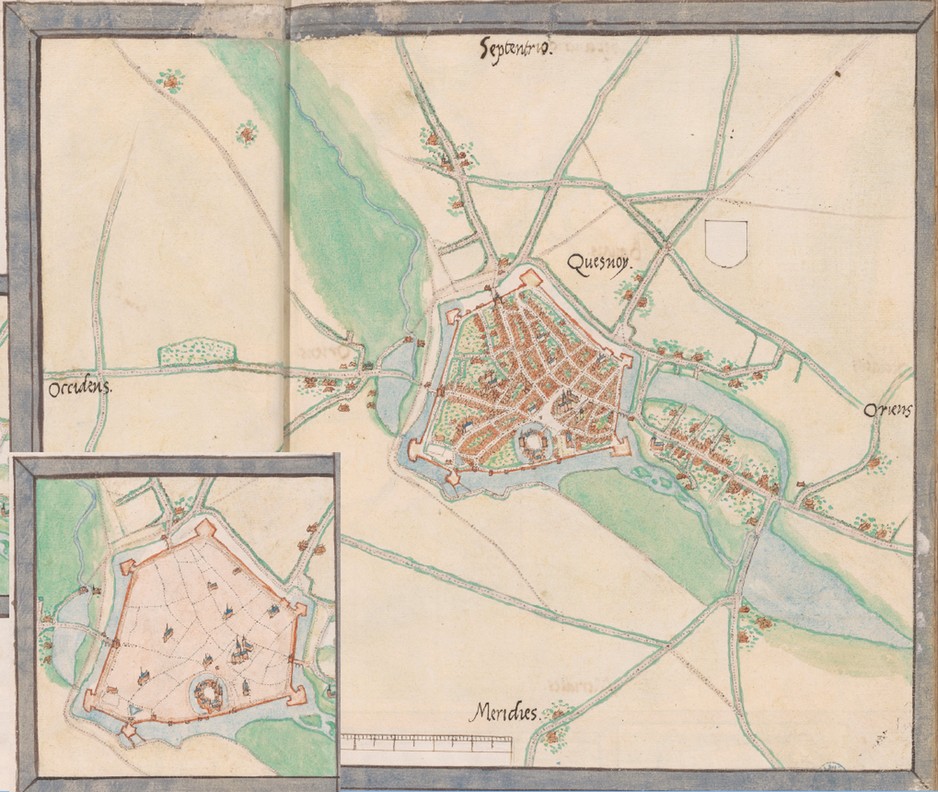 Le Quesnoy sur une carte de Jacques de Deventer vers 1550.