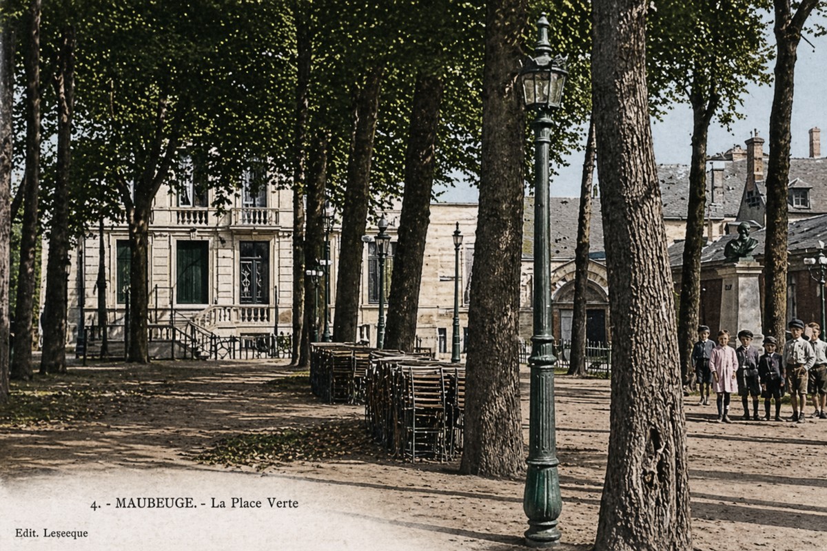 Cartes postales anciennes de Maubeuge, Place Verte, le kiosque