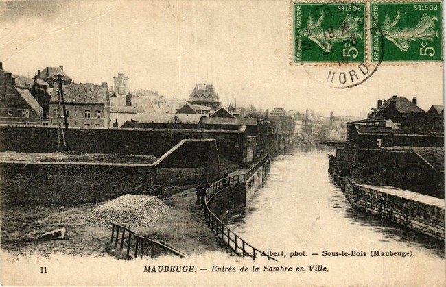 Cartes postales anciennes de Maubeuge, Porte des Poilus, Sambre
