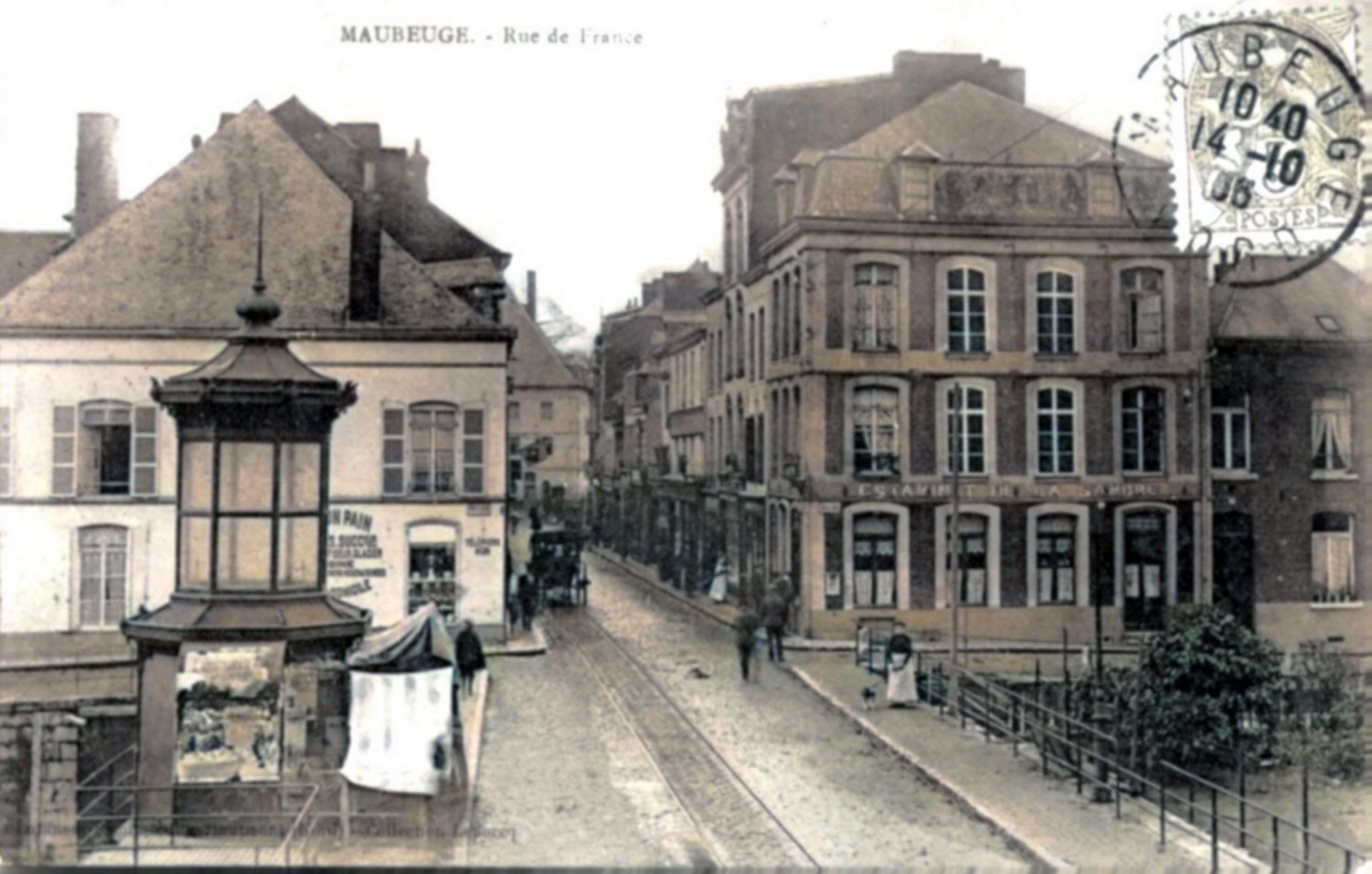 Cartes postales anciennes de Maubeuge, rue de France, le pont