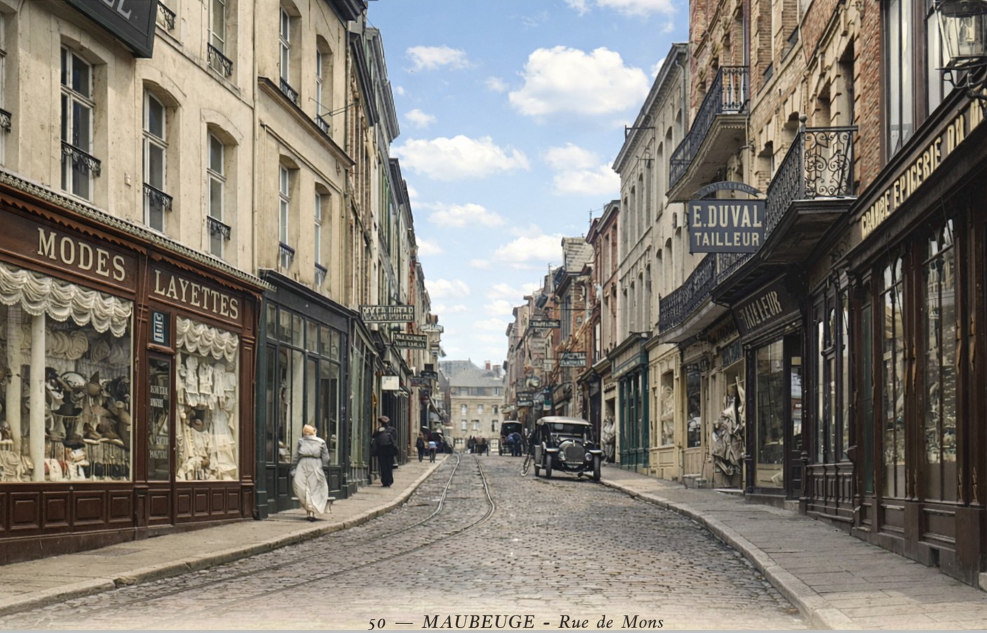 Maubeuge en carte postale, rue de Mons