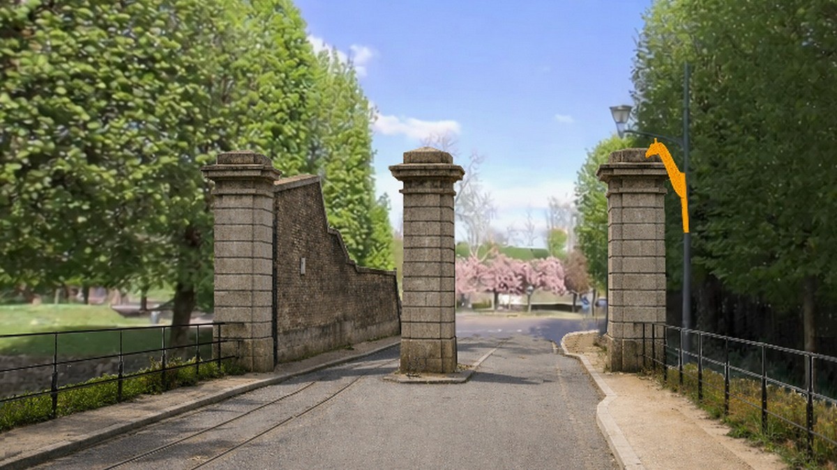 Projection de la porte de Bavay dans le paysage actuel
