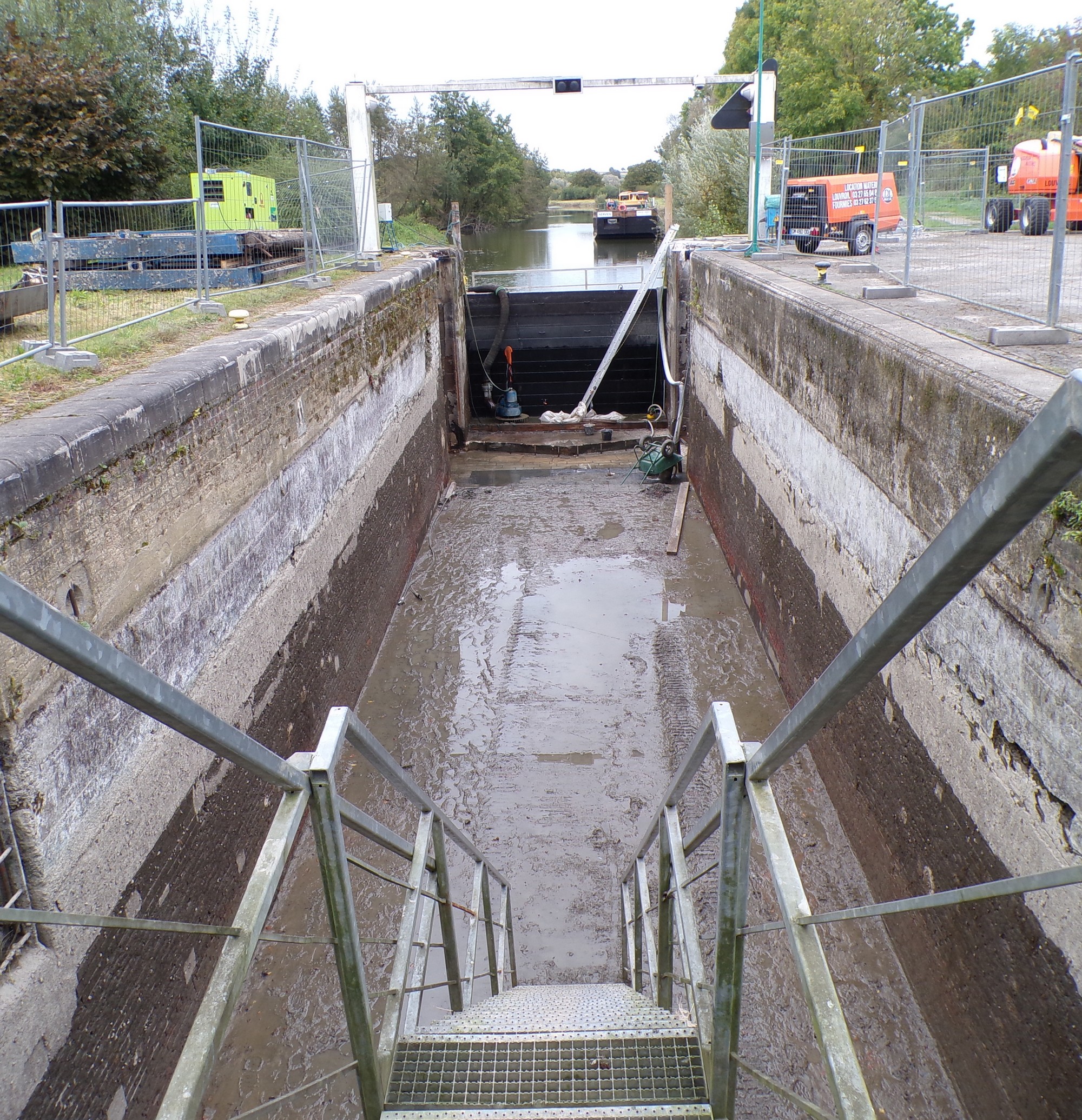 Sambre, travaux écluse de Quartes