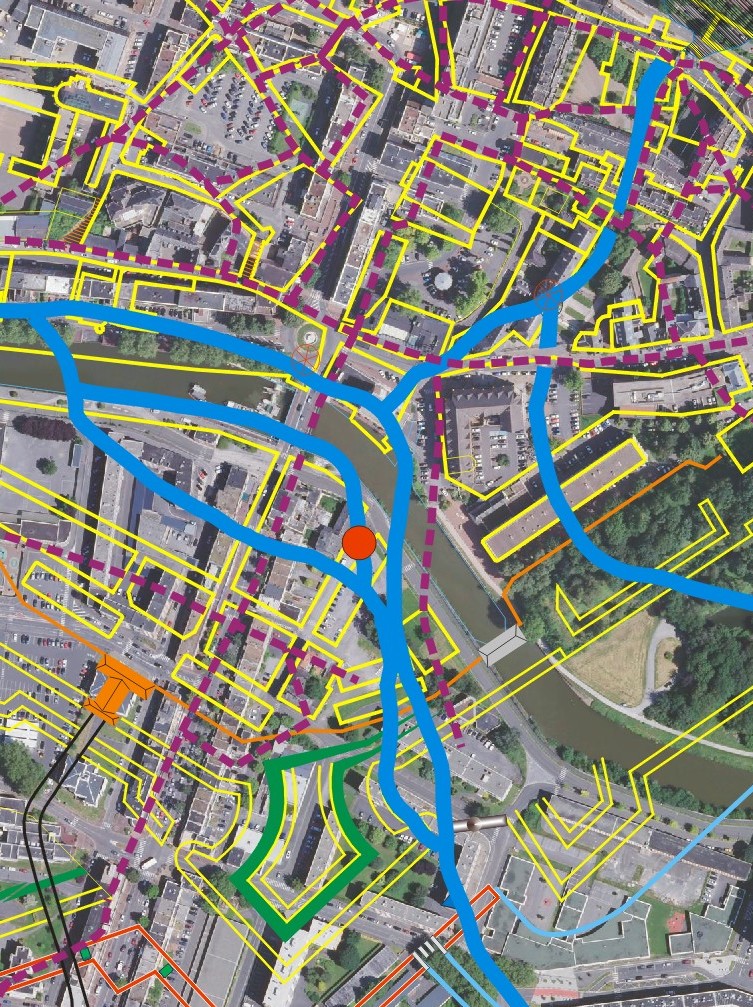 La Sambre à Maubeuge, fouilles 2023 emplacement du pont. 