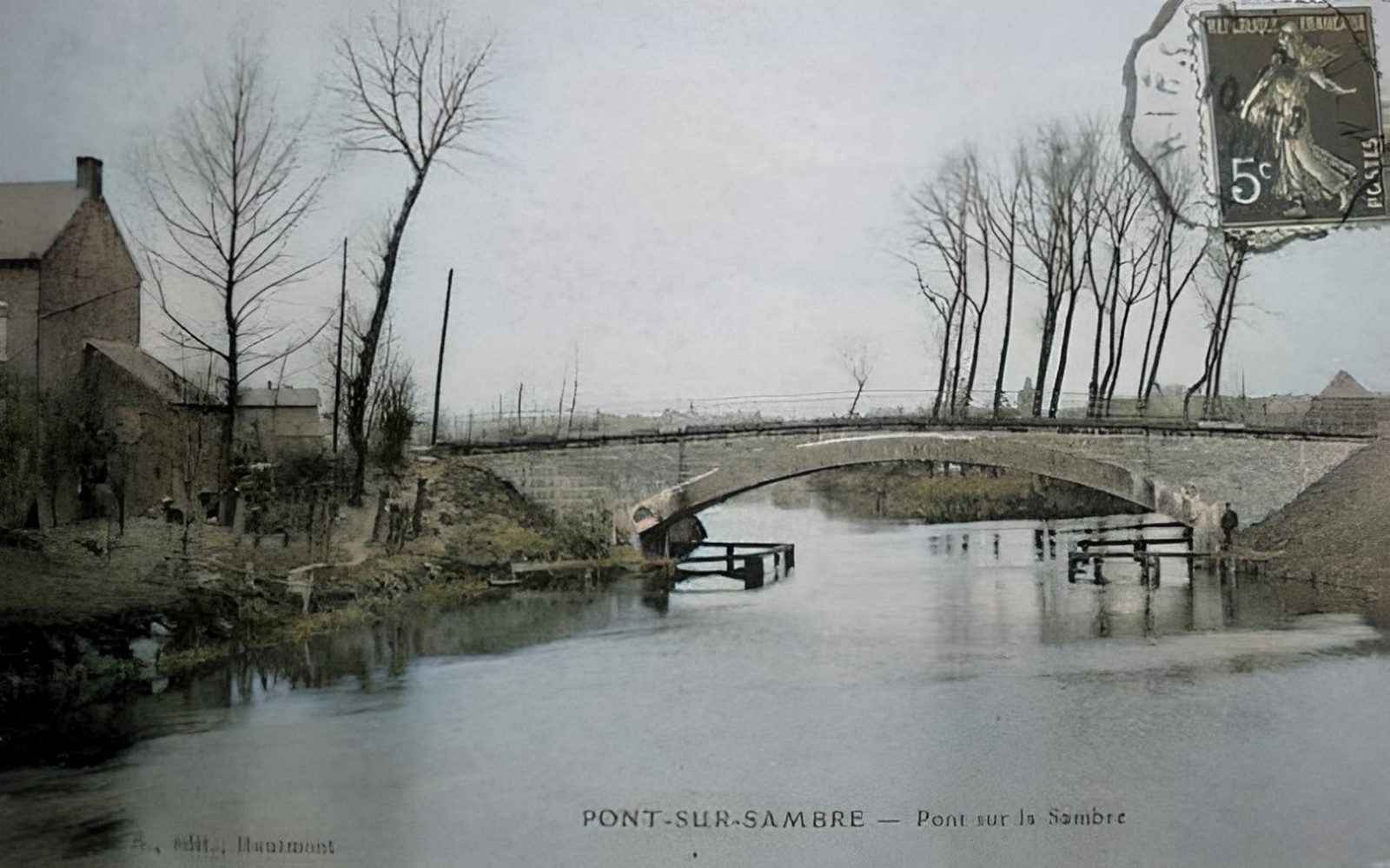 Ecluse de Pont sur Sambre. carte postale 1914
