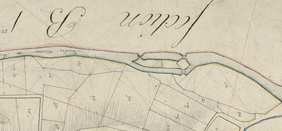 Ecluse de Quartes à Pont sur Sambre. cadastre 1812.